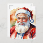 ウォーターカラーサンタクリスマス写真 ポストカード (正面/裏面)