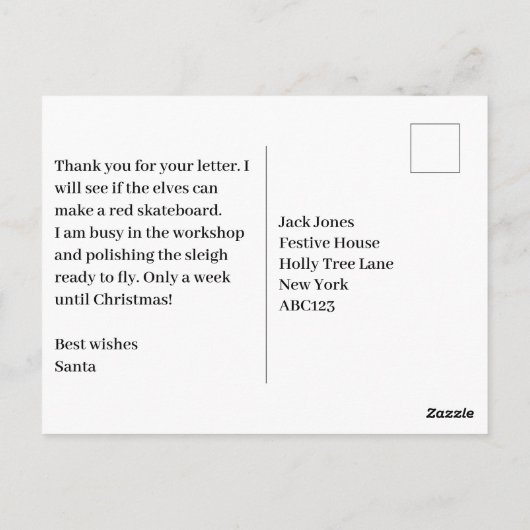 ウォーターカラーサンタクリスマス写真 ポストカード (裏面)