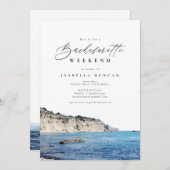 ウォーターカラーサンタクルーズカリフォルニアビーチ海 招待状 (正面/裏面)