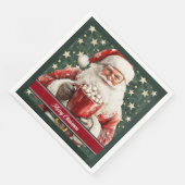 ウォーターカラーサンタクロースカスタム文字ナプキンス (コーナー)