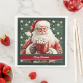 ウォーターカラーサンタクロースカスタム文字ナプキンス (インサイチュ)