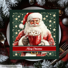 ウォーターカラーサンタクロースカスタム文字ナプキンス