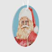 ウォーターカラーサンタクローススノーフレークリース オーナメント (正面)