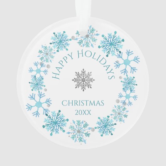 ウォーターカラーサンタクローススノーフレークリース オーナメント (裏面)