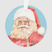 ウォーターカラーサンタクローススノーフレークリース オーナメント (正面)