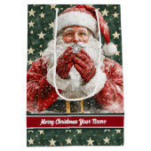 ウォーターカラーサンタクロースホリデイ抱き枕カスタム ミディアムペーパーバッグ (裏面)