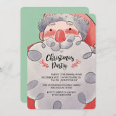 ウォーターカラーサンタホリデーパーティー招待状 招待状 (正面/裏面)