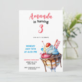 ウォーターカラーサンデアイスクリーム誕生日 招待状 (スタンド正面)