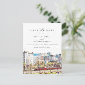 ウォーターカラーサンディエゴカリフォルニアスカイラインビーチ ポストカード (スタンド正面)