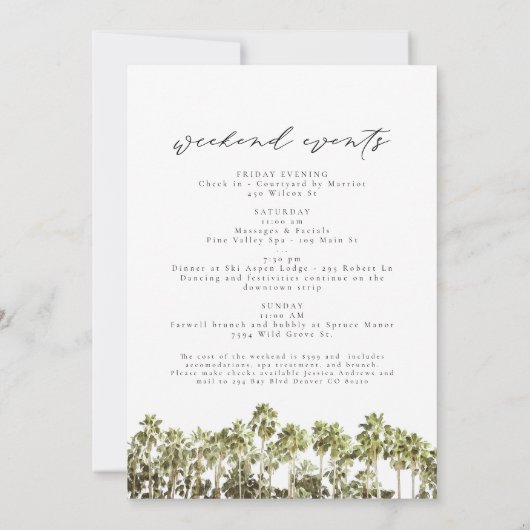 ウォーターカラーサンディエゴカリフォルニアスカイライン誕生日 招待状 (裏面)