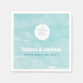 ウォーターカラーサンドドル披露宴ナプキンス スタンダードカクテルナプキン