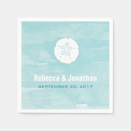 ウォーターカラーサンドドル披露宴ナプキンス スタンダードカクテルナプキン (正面)