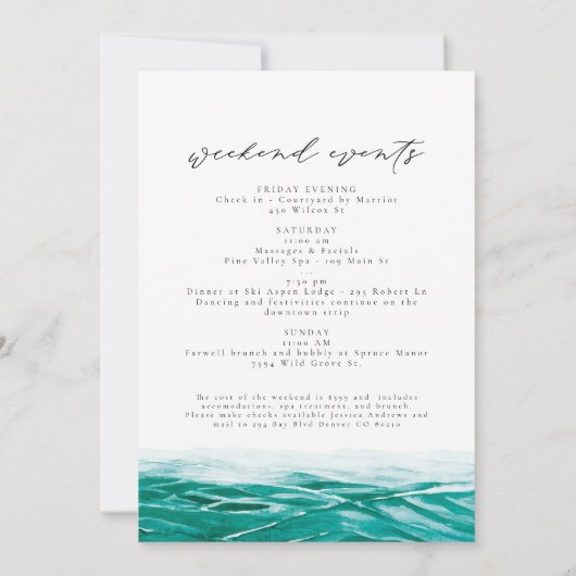 ウォーターカラーサンフアンプエルトリコスカイライントロピカル 招待状 (裏面)