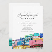 ウォーターカラーサンフアンプエルトリコスカイライントロピカル 招待状 (正面/裏面)