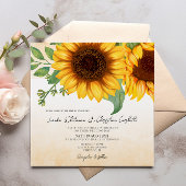 ウォーターカラーサンフラワースクエア結婚式招待状