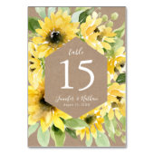 ウォーターカラーサンフラワーズクラフト紙 | ウェディング テーブルナンバー (裏面)