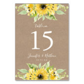 ウォーターカラーサンフラワーズクラフト紙 | ウェディング テーブルナンバー (裏面)