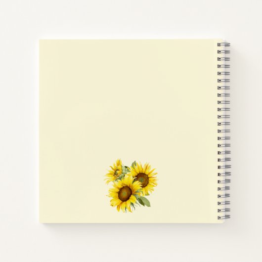 ウォーターカラーサンフラワーズゲパーソナライズされたストブック ノートブック (裏面)