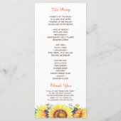 ウォーターカラーサンフラワーズシ素朴ック結婚式 プログラム (裏面)