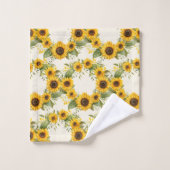 ウォーターカラーサンフラワーズファンゴッホスタイル バスタオルセット (ウォッシュタオル)