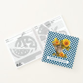 ウォーターカラーサンフラワーズブルー市松模様にレシピ ノートブック (内部)