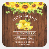 ウォーターカラーサンフラワーズレモンリモンチェロウッド スクエアシール (正面)