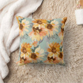 ウォーターカラーサンフラワーズ装飾用クッション クッション (ブランケット)