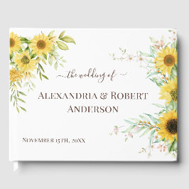 ウォーターカラーサンフラワー結婚ズゲストブック ゲストブック