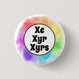 ウォーターカラーサークルのXe Xyr Xyrs代名詞 缶バッジ