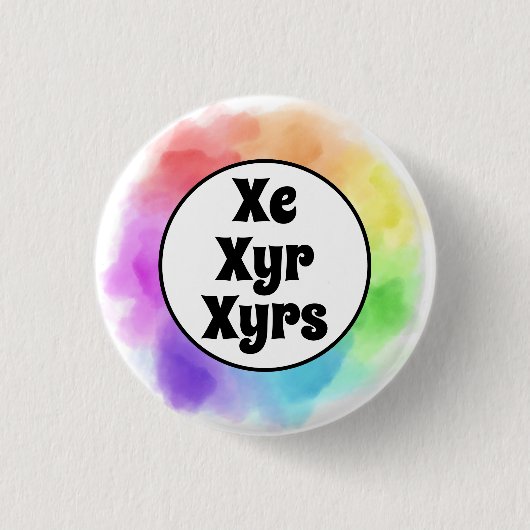 ウォーターカラーサークルのXe Xyr Xyrs代名詞 缶バッジ (正面)