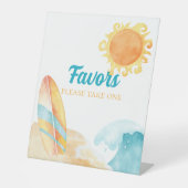 ウォーターカラーサーフボードビーチパーティーの好意 台座サイン (正面)