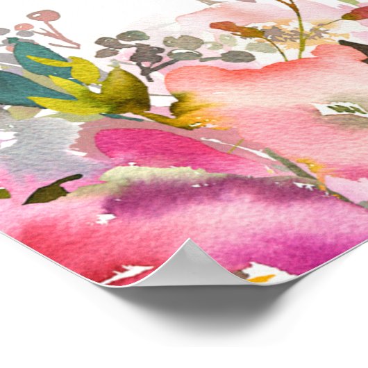 ウォーターカラーシェマイスラエルへブルユダヤ祈りの言葉 ポスター (角)