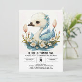 ウォーターカラーシグニャススワン誕生日 招待状 (スタンド正面)