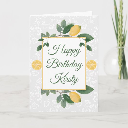ウォーターカラーシシリアレモンズハッピーバースデー カード (正面)