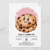 ウォーターカラーシックカスタムクッキー誕生日 招待状 (正面/裏面)