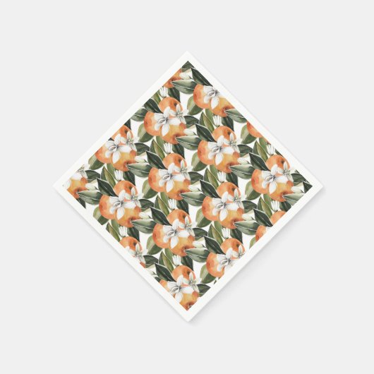 ウォーターカラーシトラスマンダリンリトルかわいこちゃん スタンダードカクテルナプキン (角)