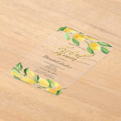 ウォーターカラーシトラスレモンブライダルシャワー アクリル招待状 (レイダウン)