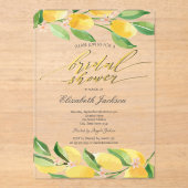 ウォーターカラーシトラスレモンブライダルシャワー アクリル招待状 (正面)
