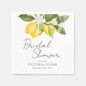 ウォーターカラーシトラスレモンブライダルシャワー スタンダードカクテルナプキン (正面)