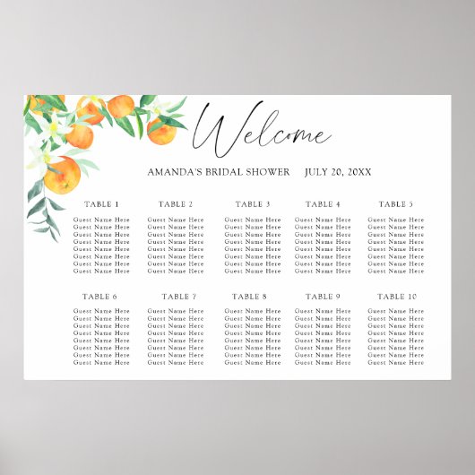 ウォーターカラーシトラス ウェディング 座席表 ポスター (正面)
