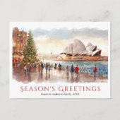 ウォーターカラーシドニーオペラハウスオーストラリアクリスマス シーズンポストカード (正面)