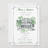 ウォーターカラーシャトージョージアンマナーイベン結婚ト 招待状 (正面)