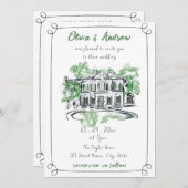 ウォーターカラーシャトージョージアンマナーイベン結婚ト 招待状 (正面/裏面)