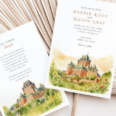 ウォーターカラーシャトーフロンテナックケベック結婚シティズ 招待状