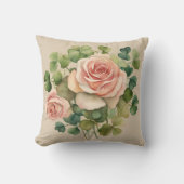 ウォーターカラーシャムロックバラ クッション (正面)