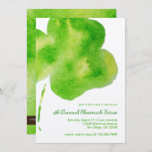 ウォーターカラーシャムロックパーティの招待状 招待状 (正面/裏面)