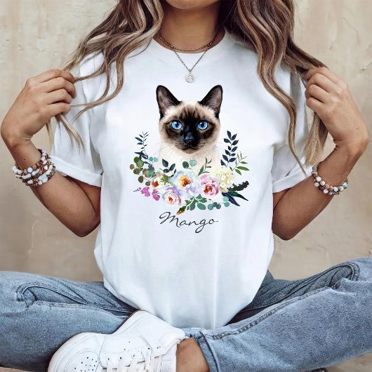 ウォーターカラーシャム猫 Tシャツ