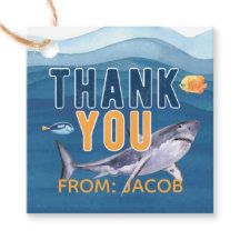 ウォーターカラーシャークありがとうラベル