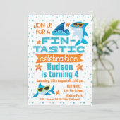 ウォーターカラーシャークフィンタスティック誕生日招待状 招待状 (スタンド正面)