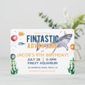 ウォーターカラーシャーク誕生日招待状 招待状 (スタンド正面)